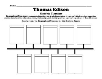 Thomas Edison Timeline Worksheet by BAC Education | TPT