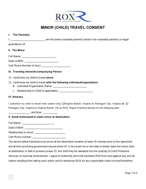 39 Printable Child Travel Consent Forms And Letters