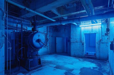 Premium Photo Abandoned Industrial Basement With Moody Blue Lighting