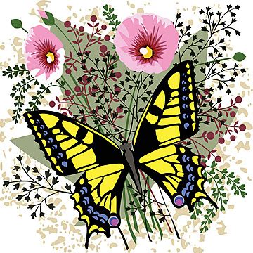 Butterfly On Spring Flowers Spring Grass Meadow Vector Spring Grass