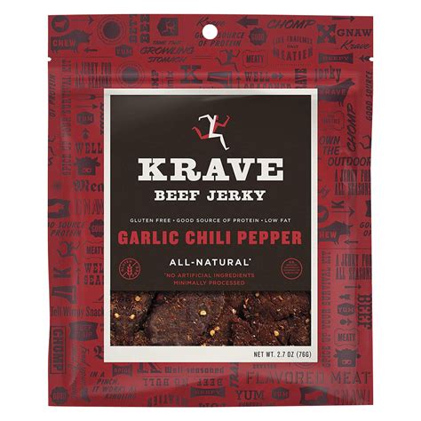 Krave Beef Jerky Garlic Chili Pepper 2 7oz Snacks Fast Delivery By App Or Online