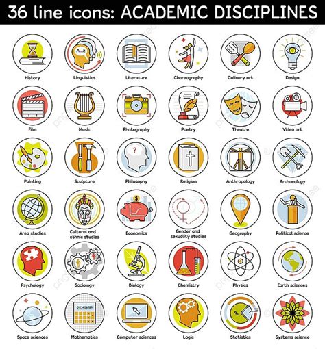 Set Of Academic Disciplines Icons Science Lab Student Academic Vector