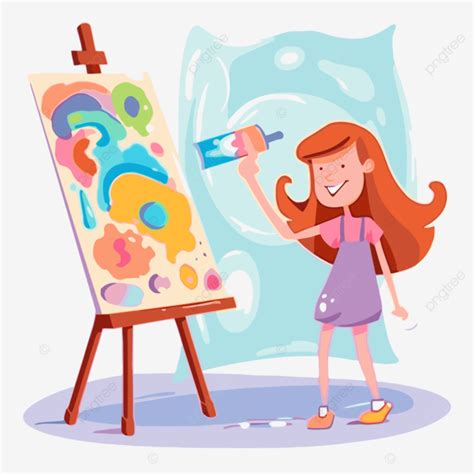 Art Show Clipart Cartoon Girl In Studio With Paint And Paintbrush ...