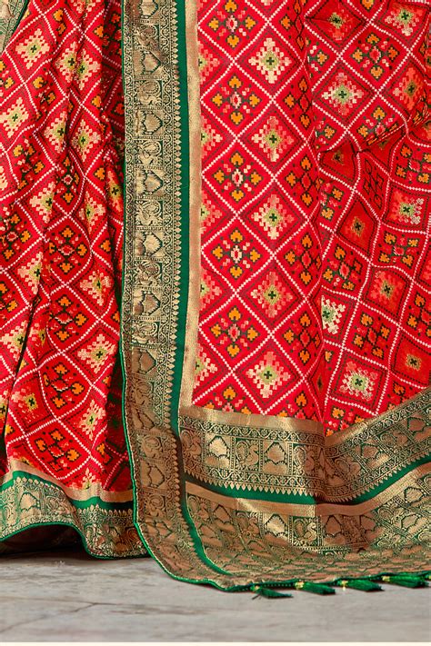 Red Woven Patola Silk Saree Shangrila Designer