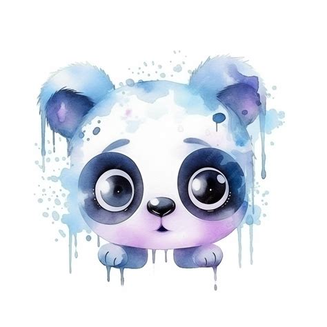 Premium Photo | Watercolor panda bear with a blue eyes