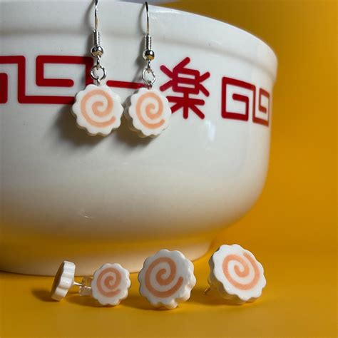 Naruto Fish Cake Earrings Hand Sculpted Polymer Clay Cute Food Ramen Etsy