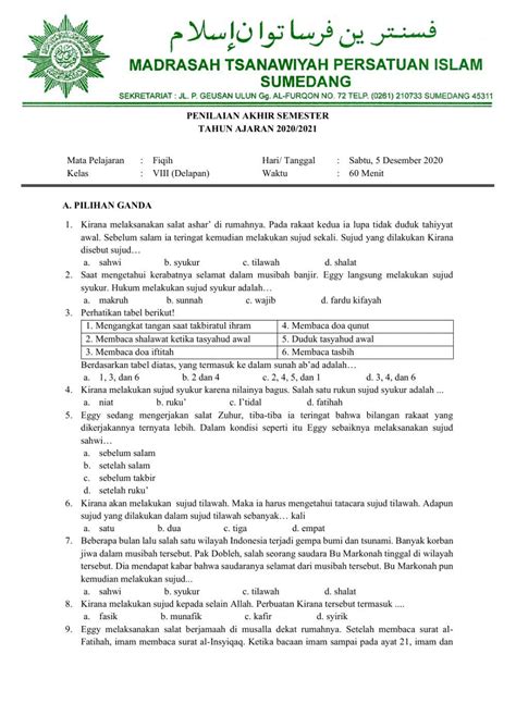 Remedial Fiqih Kelas 8 Worksheet Live Worksheets