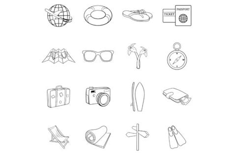 Travel Icon Set Outline Graphic By Ylivdesign · Creative Fabrica