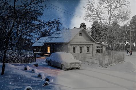 Зима в деревне | Behance