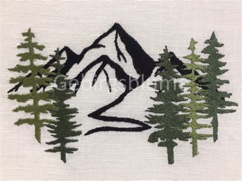 Forest Embroidery Mountains Embroidery Designs Instant Download Machine