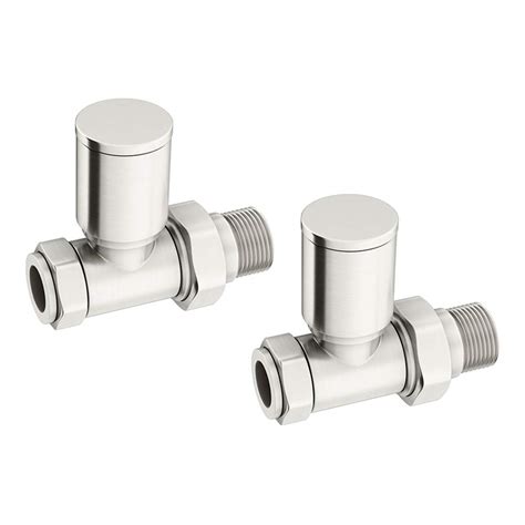 Dq Essential Manual Straight Brushed Nickel Radiator Valves