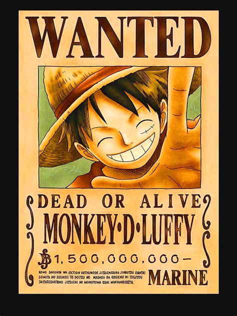 Luffy 1 5 Billion Bounty Wanted Poster Classic T Shirt For Sale By