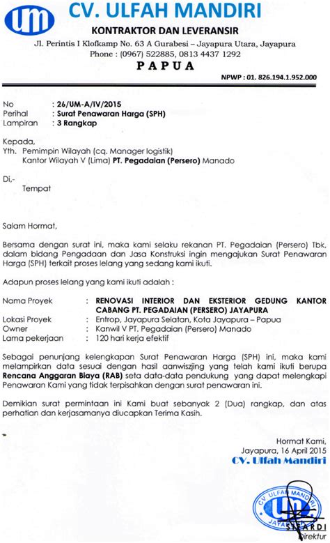 Detail Contoh Proposal Penawaran Proyek Koleksi Nomer