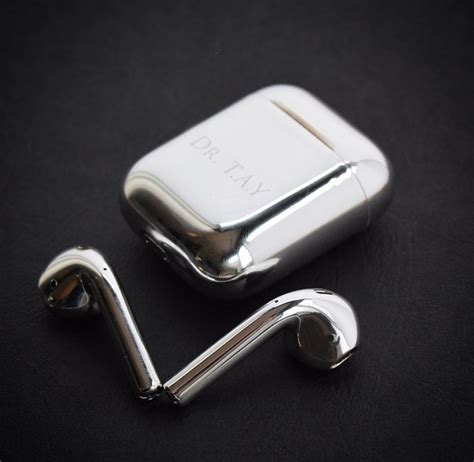 Bespoke Platinum Airpods With Custom Engraving Slaylebrity