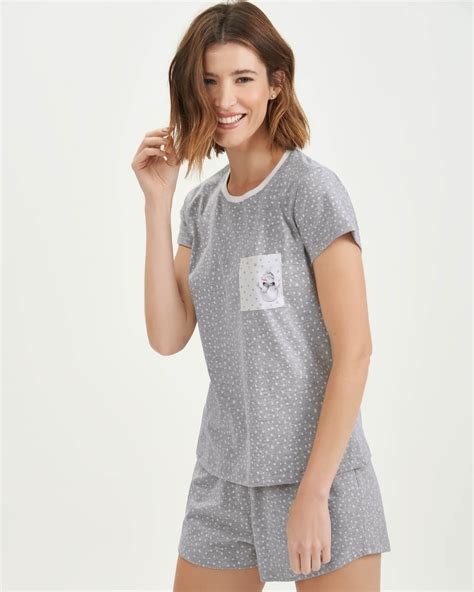 Short Doll Mescla Boneco de Neve Elêva Lingerie e Pijamas