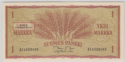 Finland Suomen Pankki Finlands Bank 1963 Dated Issue 1 Markka Pick 98