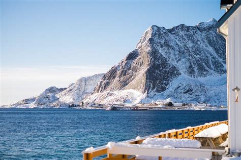 Beautiful Snow Covered View in Lofoten Island, Norway Stock Photo ...