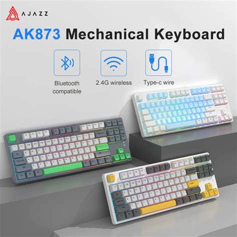 AJAZZ AK873 Hot Swappable Bluetooth Mechanical Keyboard 87 Keys Gaming