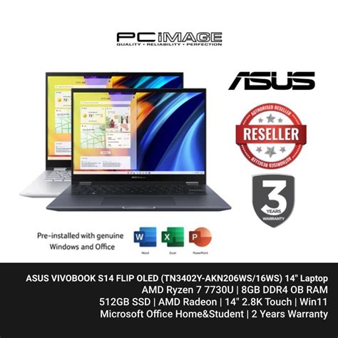 ASUS VIVOBOOK S14 FLIP OLED TN3402Y AKN206WS 16WS R7 7730U 16GB DDR4