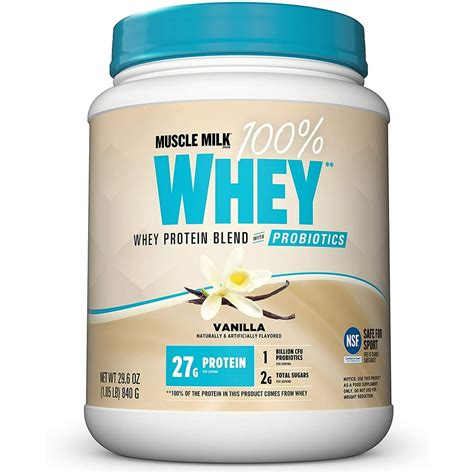 Muscle Milk Whey Protein Powder with Probiotics, Vanilla, 27g Protein ...