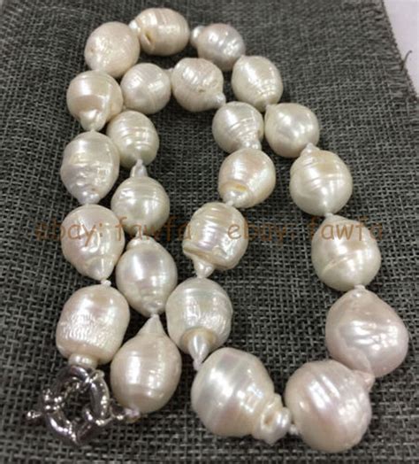 RARE HUGE 15X20MM WHITE SOUTH SEA BAROQUE KESHI AKOYA PEARL NECKLACE 18