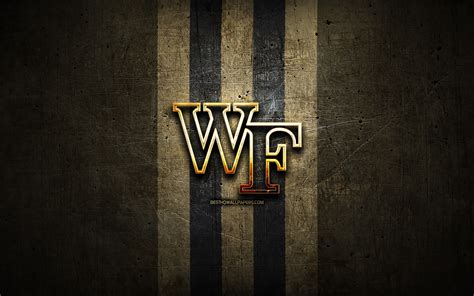 Download Wallpapers Wake Forest Demon Deacons Golden Logo Ncaa Brown