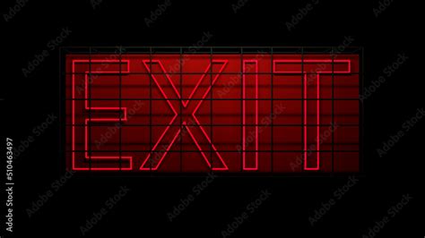 Red Neon Exit sign isolated on black background. Glowing font ...