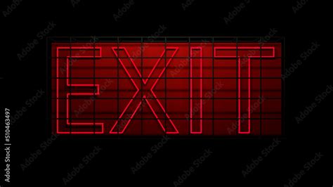 Red Neon Exit sign isolated on black background. Glowing font ...