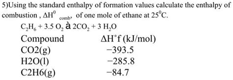 Solved Using The Standard Enthalpy Of Formation Values Calculate The