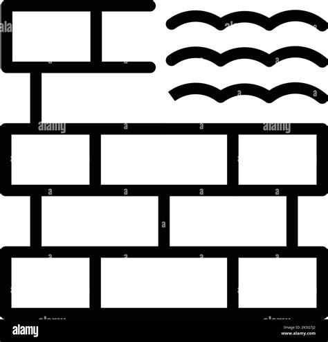 Brick Wall Icon Outline Vector Construction Surface Cement Stone