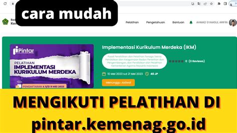 Cara Mudah Daftar Akun Mengikuti Pelatihan Di Pintar Kemenag Go Id