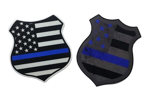 The Police Thin Blue Line Shield Reflective Badge Decal Choose Type