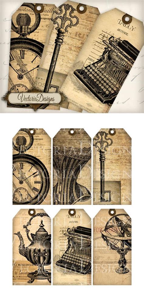 Printable Vintage Ephemera Tags By Vectoriadesigns On Deviantart