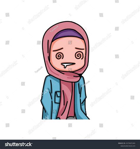 Illustration Female Character Wearing Hijab Vector เวกเตอร์สต็อก ปลอด