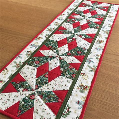 Christmas Table Runner Quilted Table Runner Holly Table Quilt Holiday Table Runner Quilted