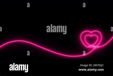 Neon Heartbeat On Black Isolated Background K Seamless Loop Animation