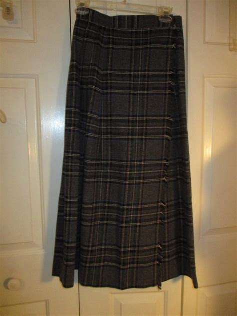 Susan Bristol Plaid Pleated Wrap Skirt Gem