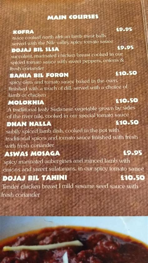 Menu At Nile Valley Cafe Edinburgh