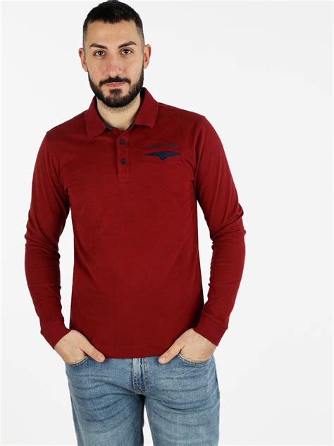 Navy Sail Polo In Cotone Da Uomo A Maniche Lunghe In Offerta A