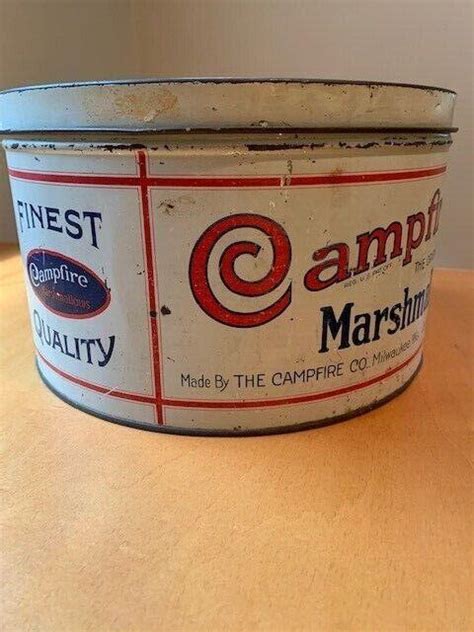 Vintage Antique Pound Campfire Marshmallow Tin