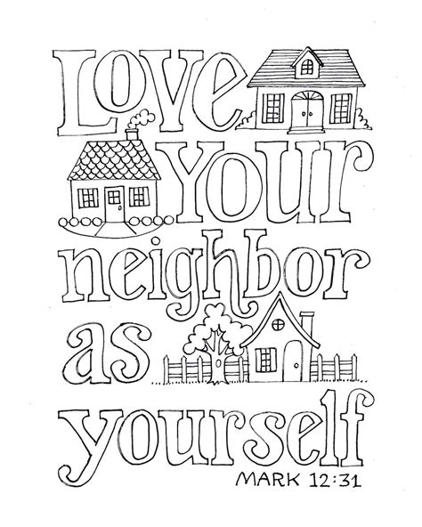 Love Your Neighbor Coloring Page | Sunday school coloring pages, Bible verse coloring page ...