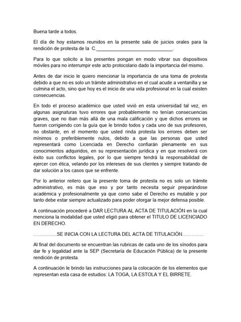 Protocolo Toma De Protesta Pdf