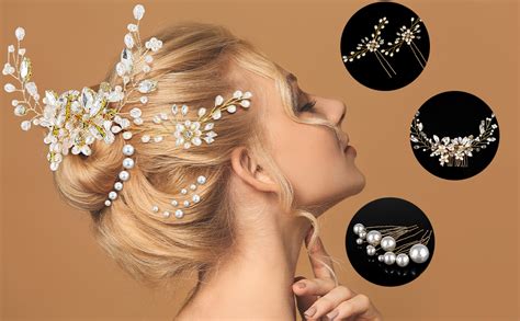 Amazon XLSXEXCL 23 Pcs Gold Bridal Wedding Hair Comb Pearl Hair