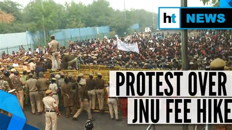 Jnu Protest Students Clash With Cops Remove Barricades Water Cannons