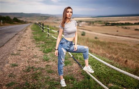 Wallpaper Road Look Landscape Nature Sexy Model The Fence Field