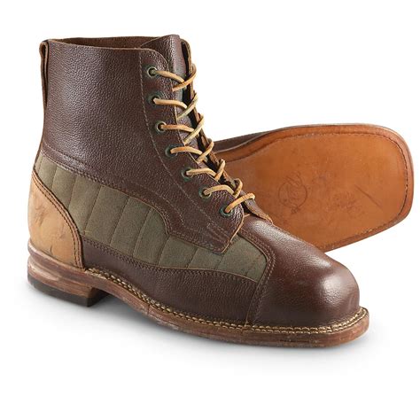 Men S New Swedish Military Canvas Leather Boots Brown 216443 Combat And Tactical Boots At