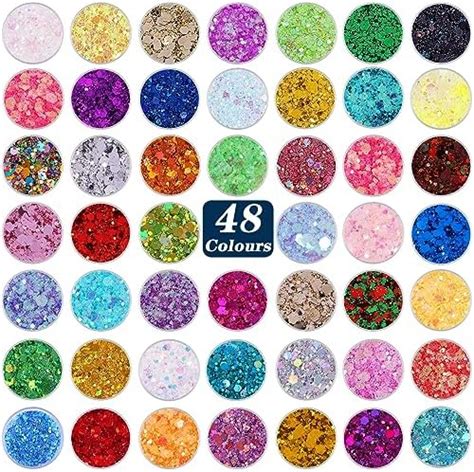 Holographic Chunky And Fine Glitter Mix 55 Colors Craft Glitter For Resin Iridescent