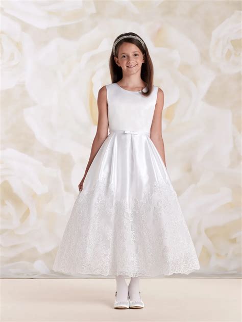 2017 Vestido De Comunion Ankle Length Satin With Lace Girl Communion