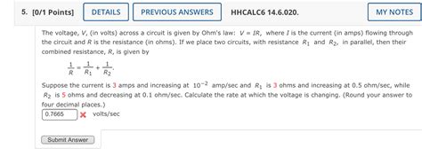 Solved The voltage, V, (in volts) across a circuit is given | Chegg.com 
