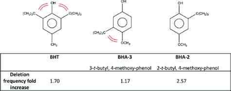 Steric Hindrance In Bht And Bha 3 Deletion Frequency Fold Increase Download Scientific Diagram